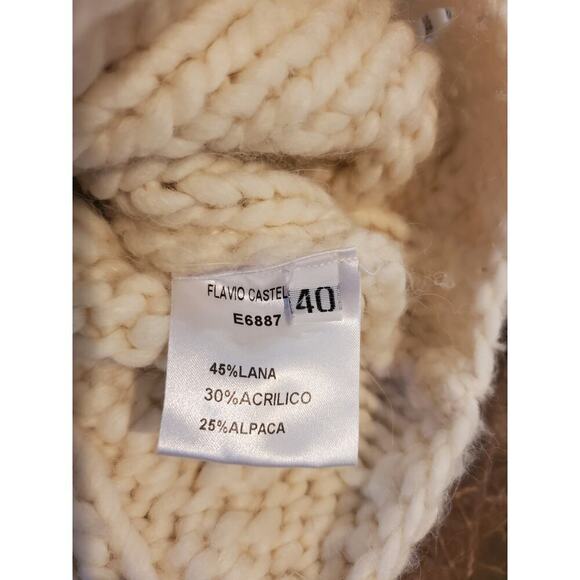 Flavio Castellani Cableknit Alpaca wool blend heavy sweater Medium Made in Italy - Picture 5 of 7